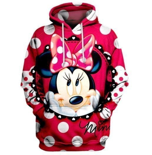 Minnie Mouse Face Cartoon Pullover And Zip Pered Hoodies Custom 3D Graphic Printed 3D Hoodie All Over Print Hoodie For Men For Women