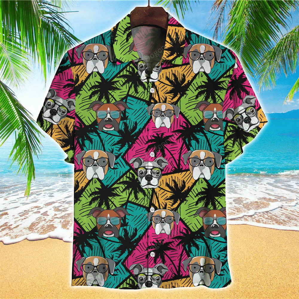 Mischievos Aloha Hawaiian Boxer With Coconut Tree Hawaiian Shirt for Men and Women