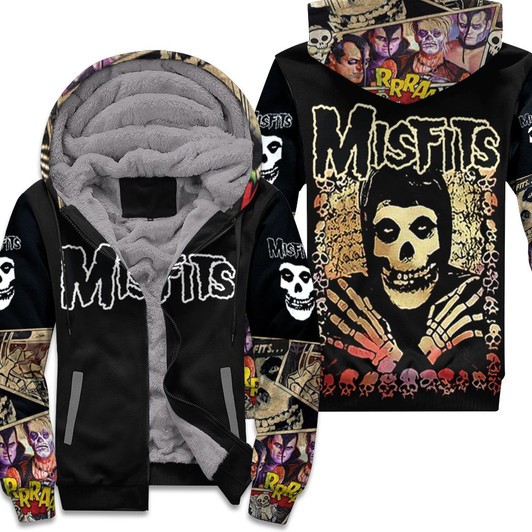 Misfits Punk Rock Band Skull Skeleton For Fan 3D Fleece Hoodie