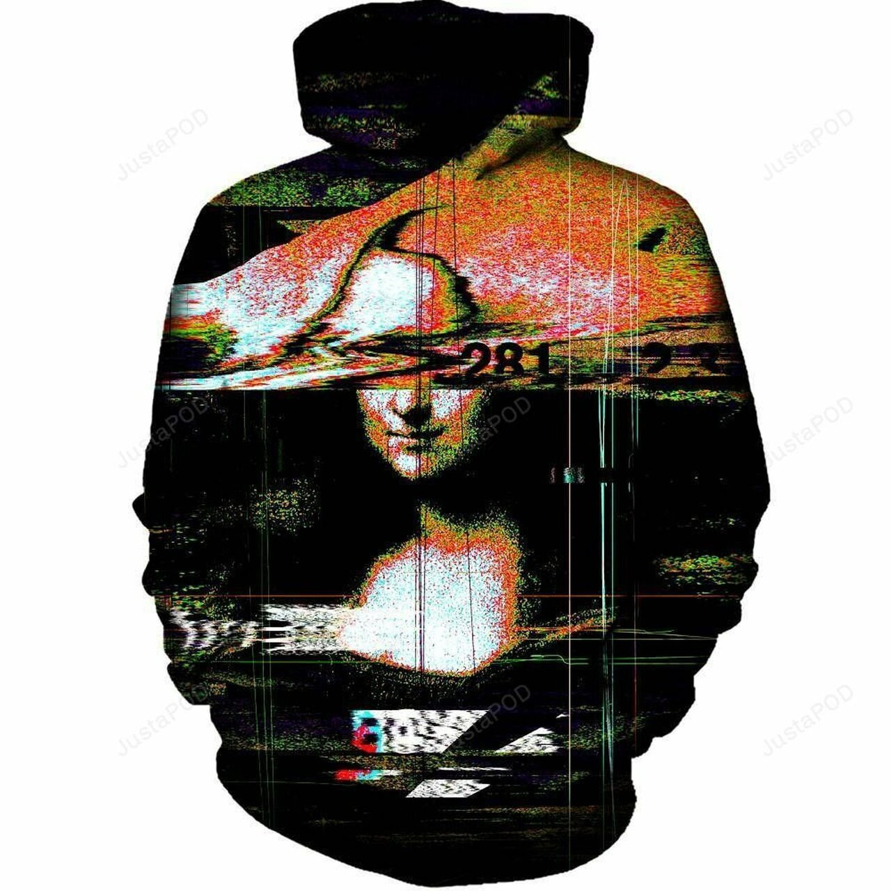 Mona Lisa Colored Glitch 3d All Over Printed Hoodie