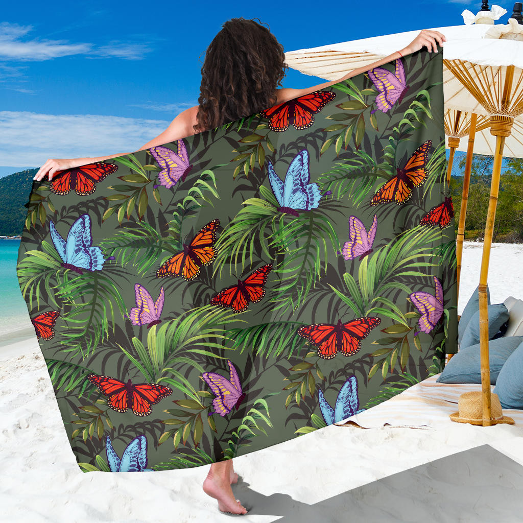 Monarch Butterfly Pattern Print Sarong Cover Up Monarch Butterfly Pareo Wrap Skirt Dress