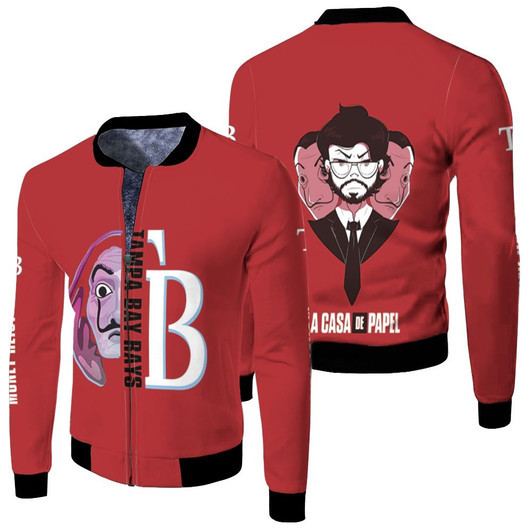 Money Heist Tampa Bay Rays Red Fleece Bomber Jacket