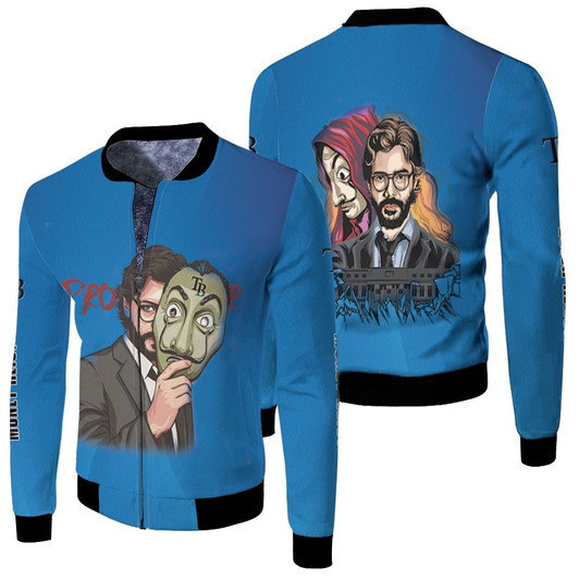 Money Heist The Professor Tampa Bay Rays Blue Gradient Fleece Bomber Jacket