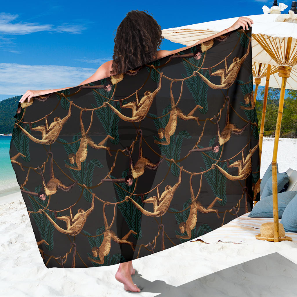 Monkey Pattern Print Sarong Cover Up Monkey Pareo Wrap Skirt Dress