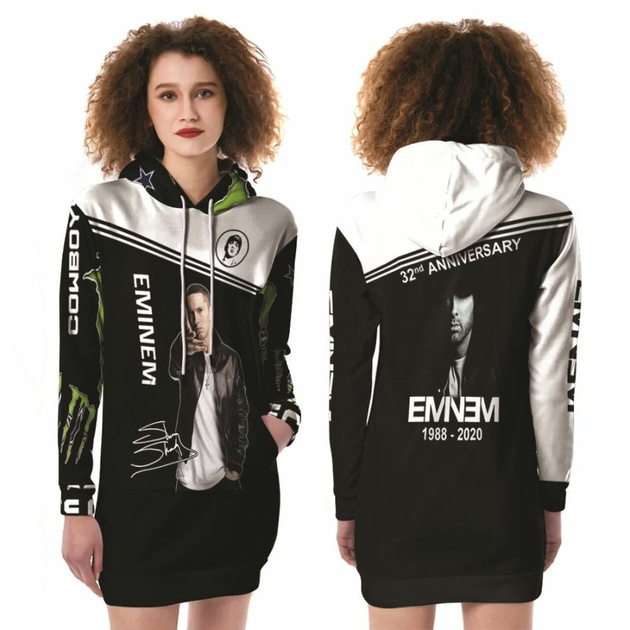 Monster Energy Dallas Cowboys Combination Gift For Monster Energy Lovers Dallas Cowboys Fans Fleece Hoodie Dress