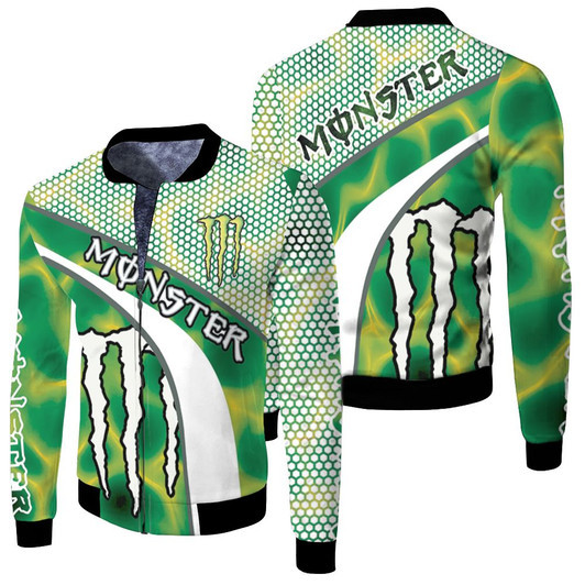 Monster Energy Logo Green Fleece Bomber Jacket