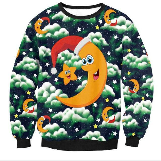 Moon Christmas Ugly Christmas Sweater Ugly Sweater For Men Women