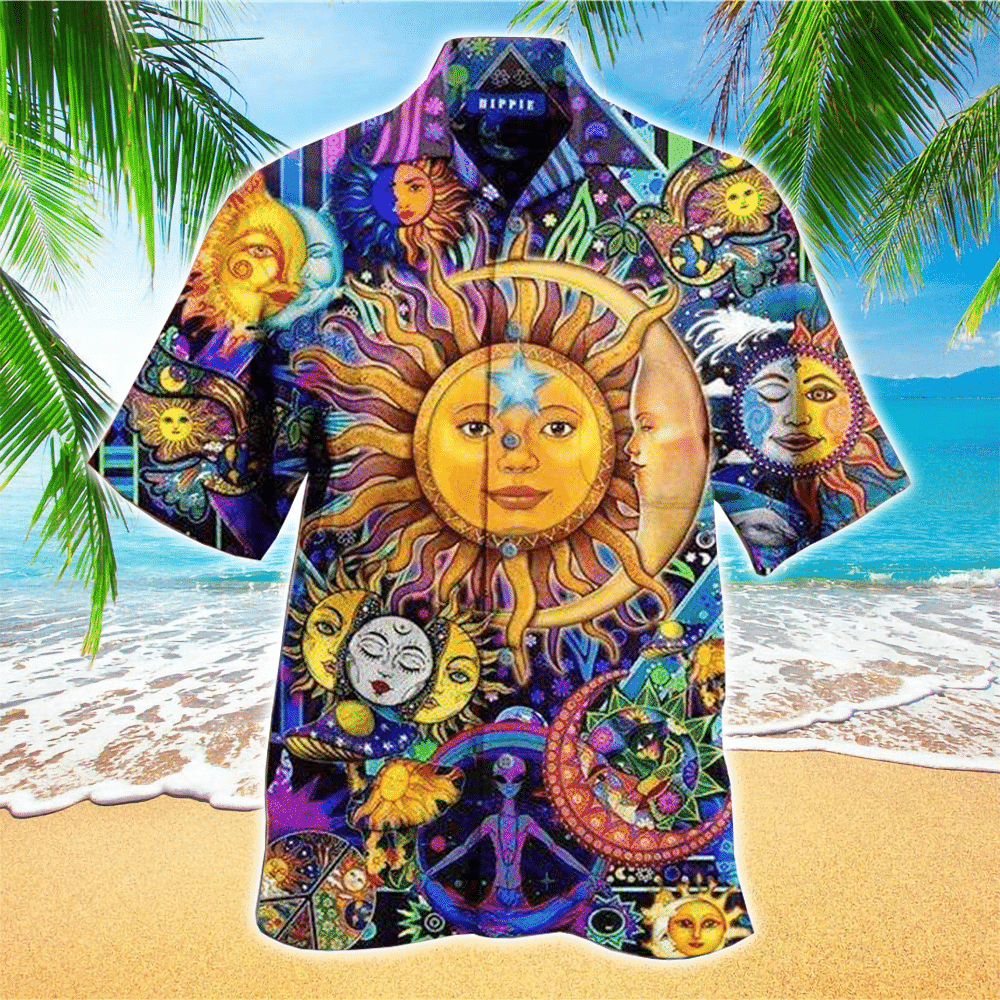 Moon Embracing The Sun Hippie Hawaiian Shirt for Men and Women