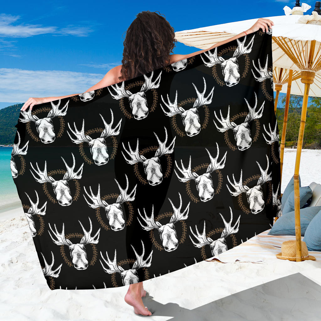 Moose Pattern Print Sarong Cover Up Moose Pareo Wrap Skirt Dress