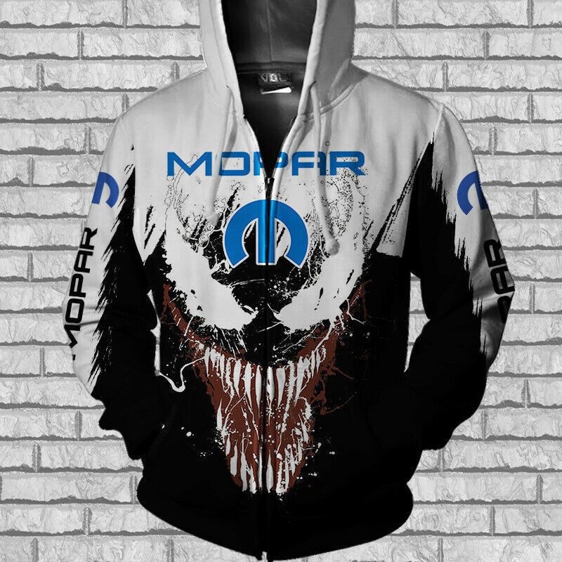 Mopar Ft Venom Face Black 3D Zip Hoodie For Men For Women All Over Printed Zip Hoodie