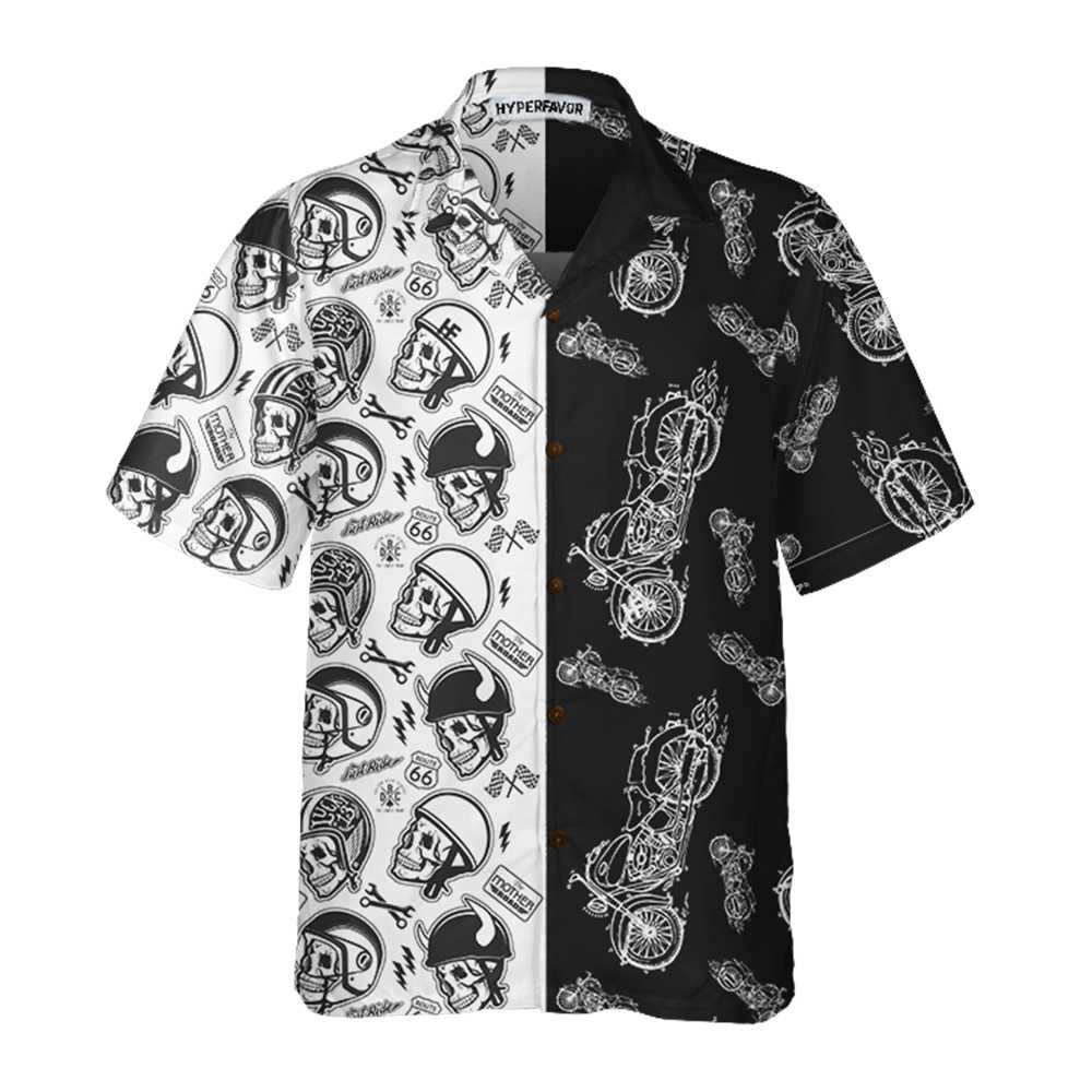 Motorcycles With Skulls And Helmet Motorcycle Hawaiian Shirt