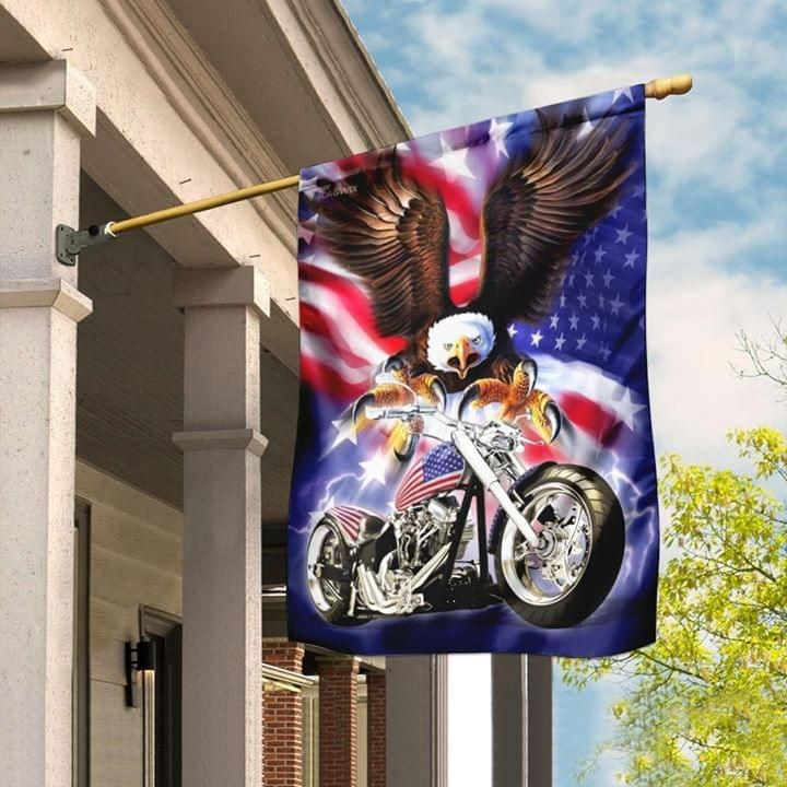 Motorcyle Biker American Eagle Flag Garden Flag House Flag