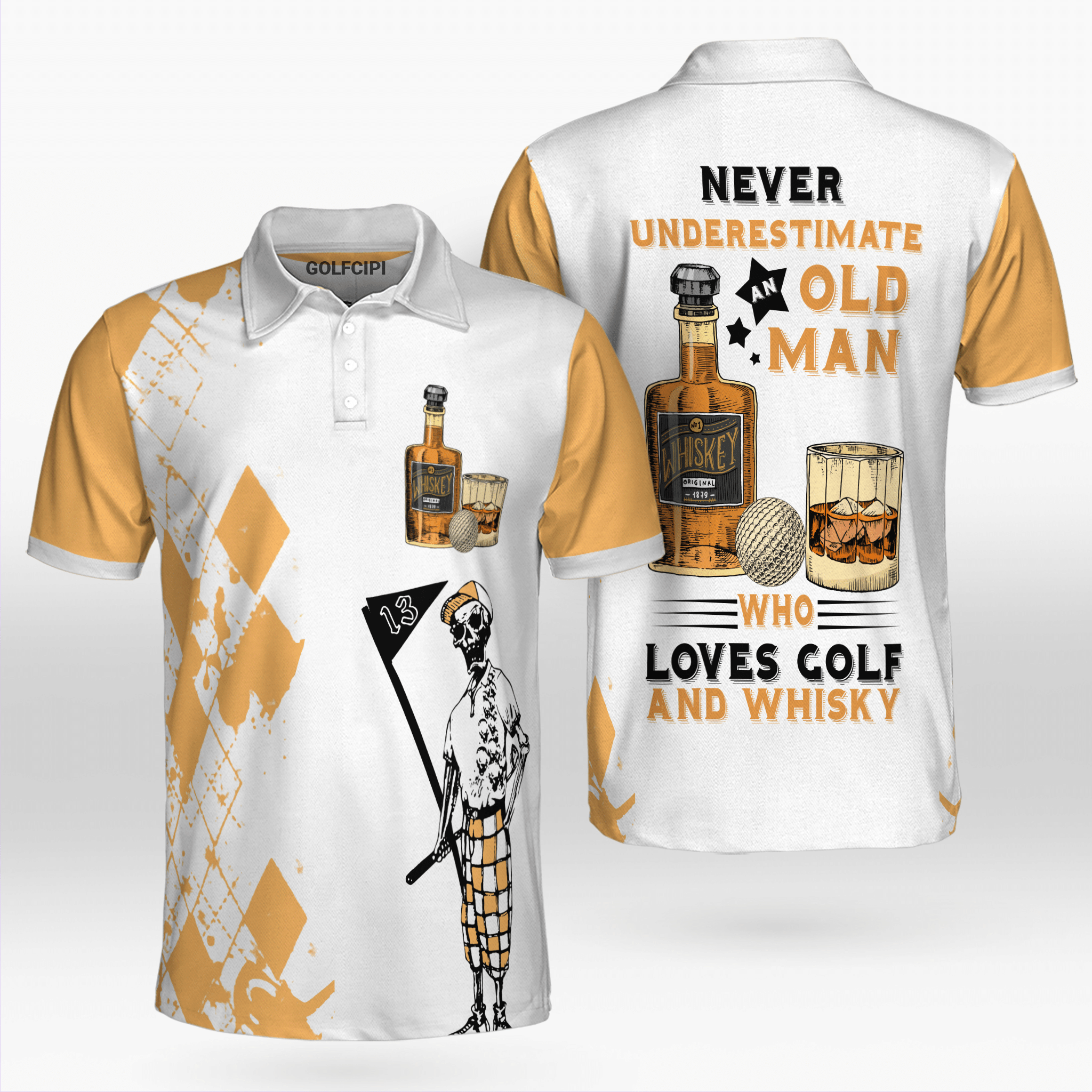 Mr Bones Who Loves Golf And Whiskey Golf Shirt Golf Shirts Short Sleeve Polo For Men