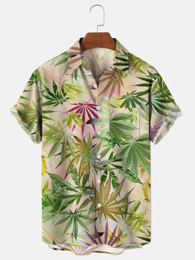 Multicolor Urban Series Cotton-Blend Geometric Printed Shirts  Tops Hawaiian Shirt for Men Women