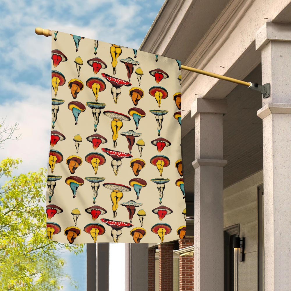 Mushroom psychedelic color pattern Garden Flag House Flag