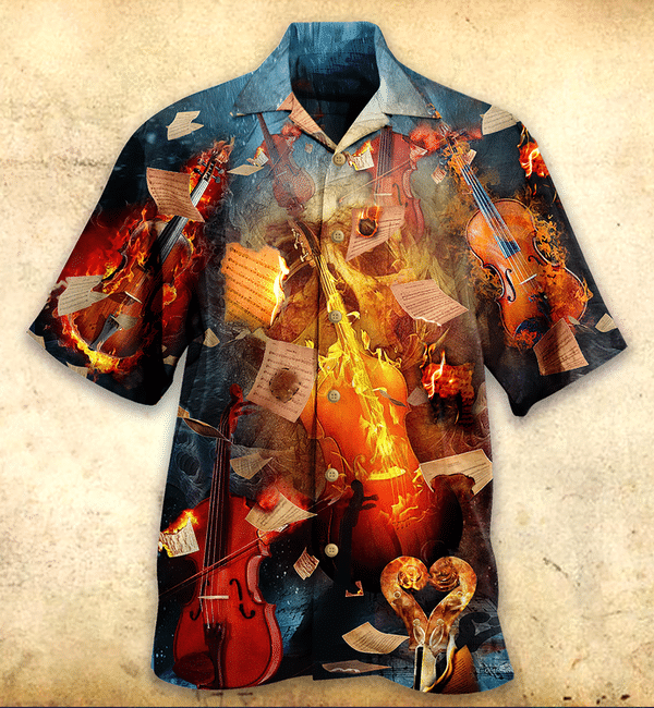 Music Violin Fire Burn Limited Edition - Hawaiian Shirt - Hawaiian Shirt For Men