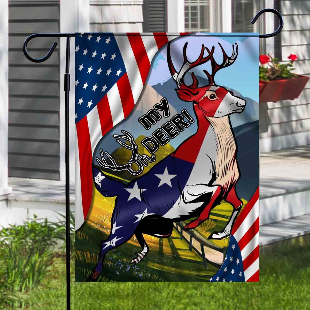 My Deer USA Flag Animal Farm ate American Independence Day Us Garden Flag House Flag