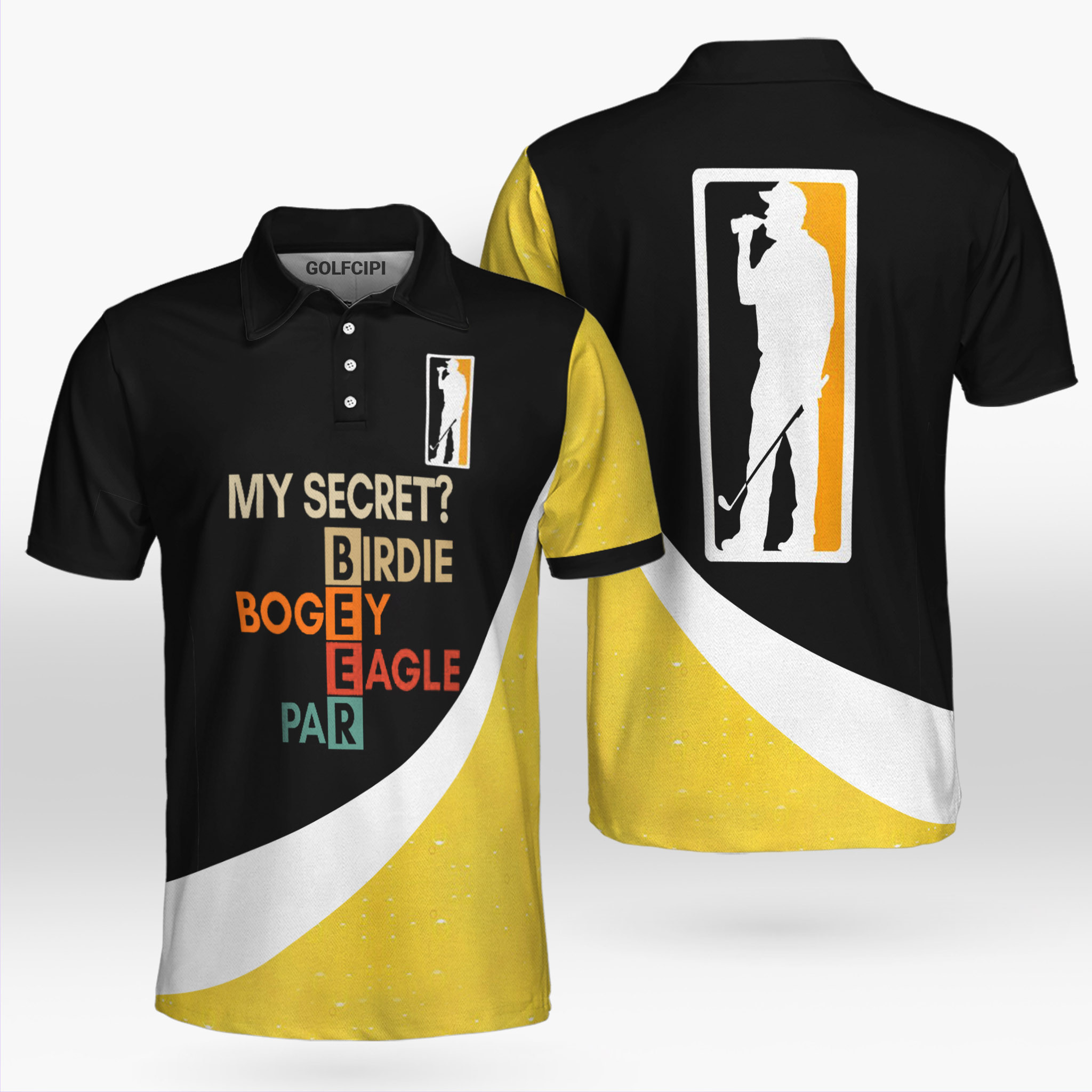 My Golf Secret Yellow And Black Beer Golf Polo Shirt Best Golf Shirts For Men