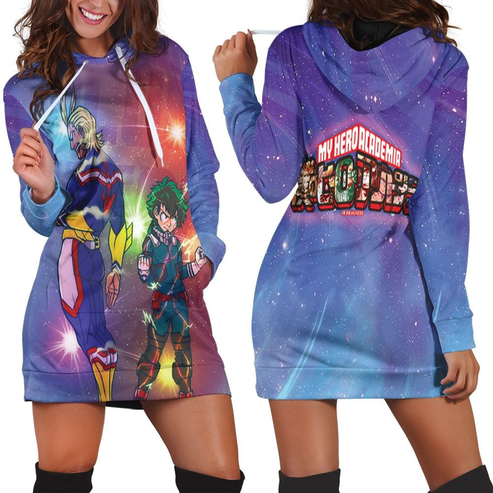 My Hero Academia All Might Midoriya Izuku Galaxy Stars For Japanese Fan Hoodie Dress Sweater Dress Sweatshirt Dress