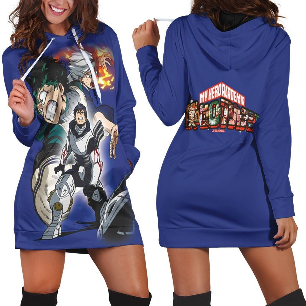 My Hero Academia Todoroki Shouto Midoriya Izuku Fire Iida Fighting For Fan Hoodie Dress Sweater Dress Sweatshirt Dress