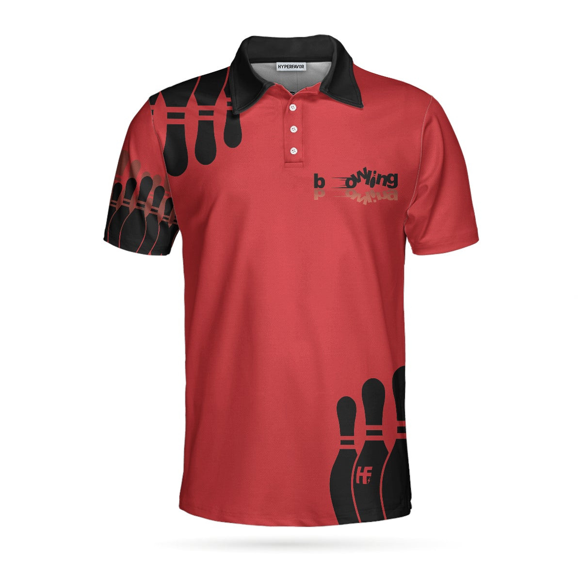 My Mind Is In The Gutter But My Balls Arent Bowling Polo Shirt Funny Red And Black Bowling Polo Shirt For Men