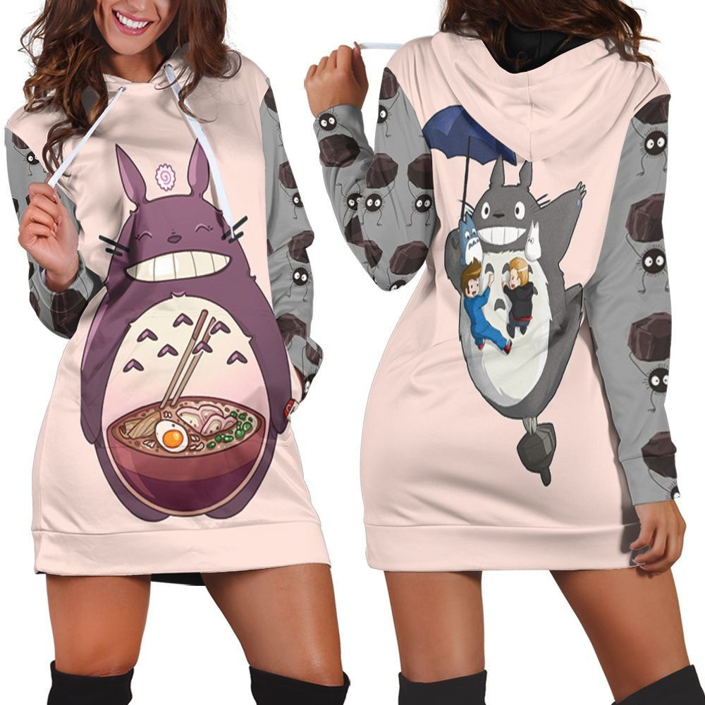 My Neighbor Totoro My Favorite Food Is Caramen Hoodie Dress Sweater Dress Sweatshirt Dress