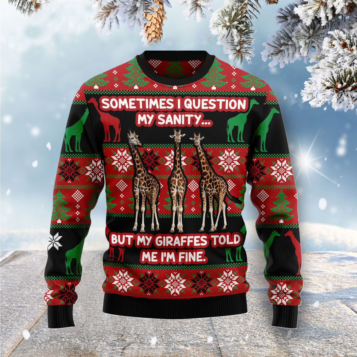 My Sanity Question Giraffe Ugly Christmas Sweater