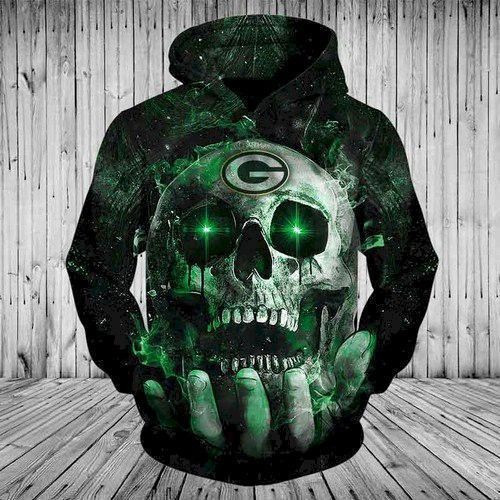 NFL Green Bay Packers Skull Men And Women 3D Full Printing Hoodie