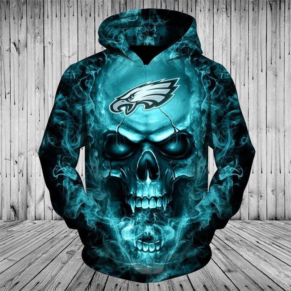 NFL Philadelphia Eagles Neon Skull Men And Women 3D Full Printing Hoodie Zip Hoodie NFL Philadelphia Eagles 3D Full Printing Shirt