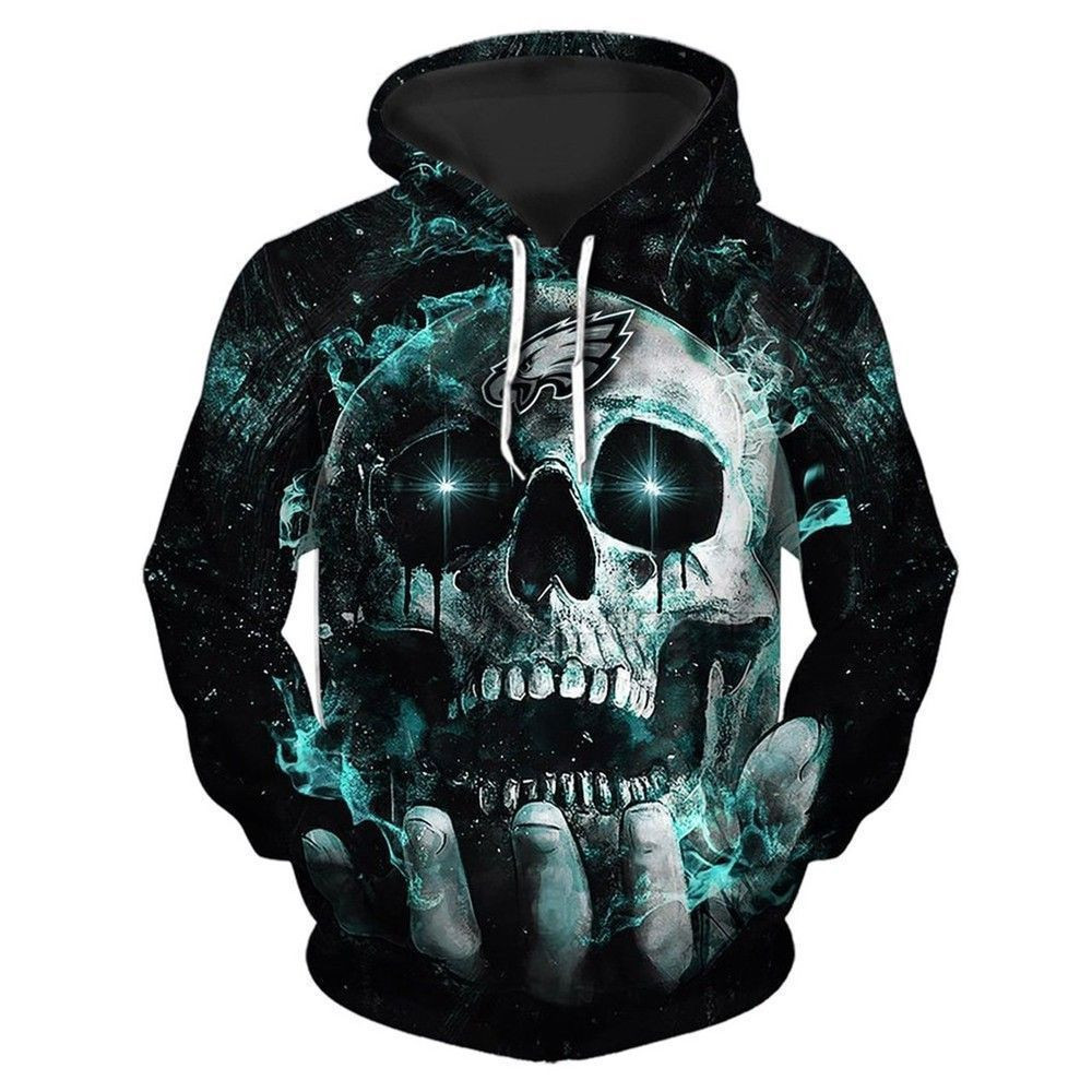 NFL Philadelphia Eagles Neon Skull Men And Women 3D Full Printing Hoodie Zip Hoodie Shirt NFL Philadelphia Eagles 3D Full Printing Shirt