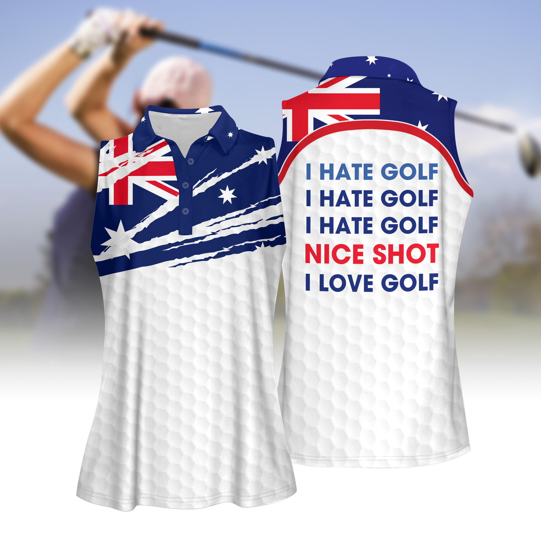 NICE SHOT AUSTRALIA FLAG WOMEN SHORT SLEEVE POLO SHIRT SLEEVELESS POLO SHIRT