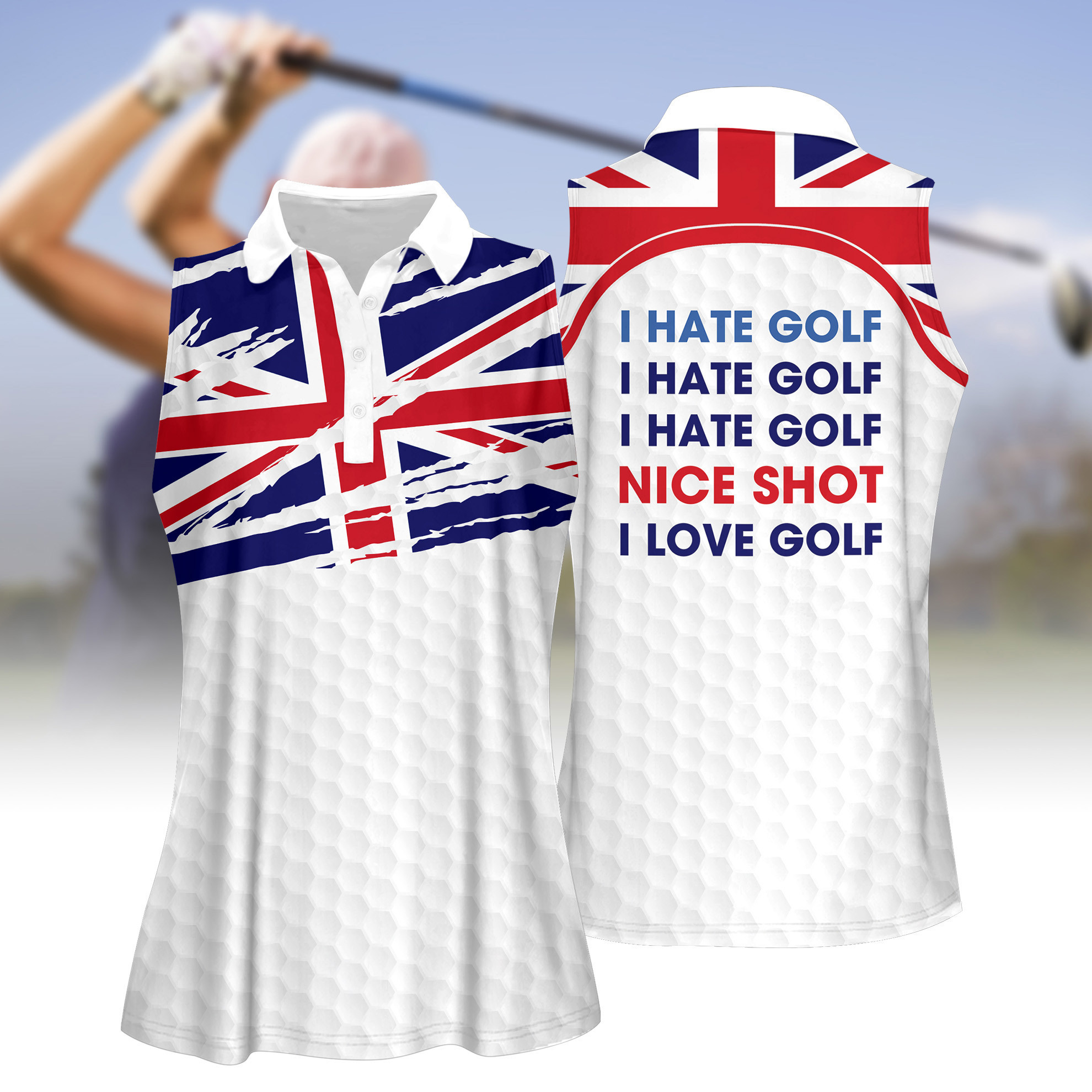 NICE SHOT UK FLAG WOMEN SHORT SLEEVE POLO SHIRT SLEEVELESS POLO SHIRT