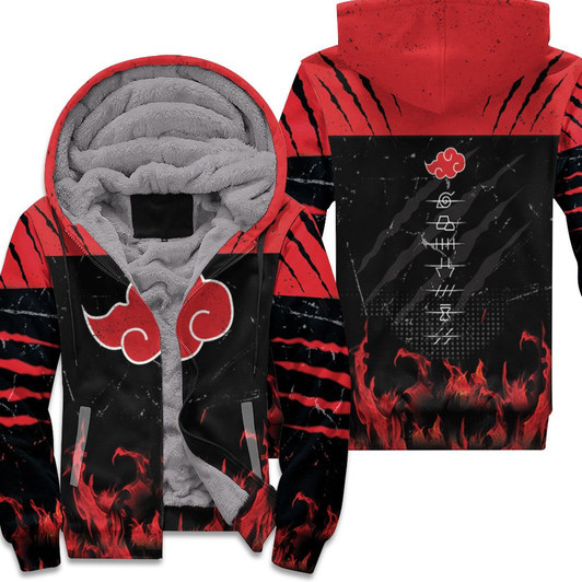 Naruto Akatsuki Red Cloud Logo For Fan 3D Fleece Hoodie