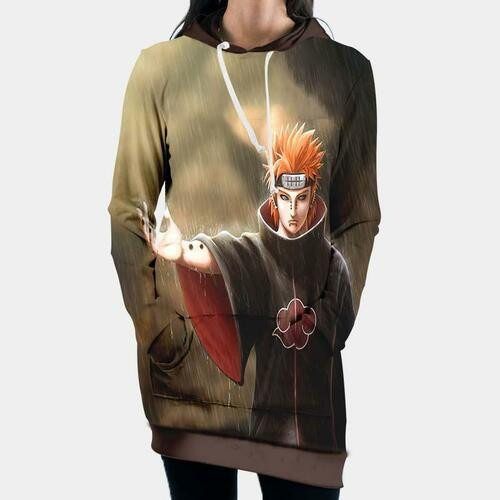 Naruto Pain Standing In Rain 3d Hoodie Dress Sweater Dress Sweatshirt Dress Hoodie