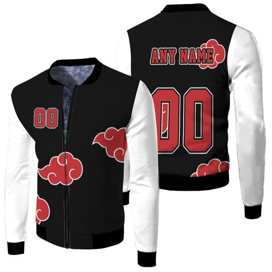 Naruto Shippuden Akatsuki Clan White Black Fleece Bomber Jacket