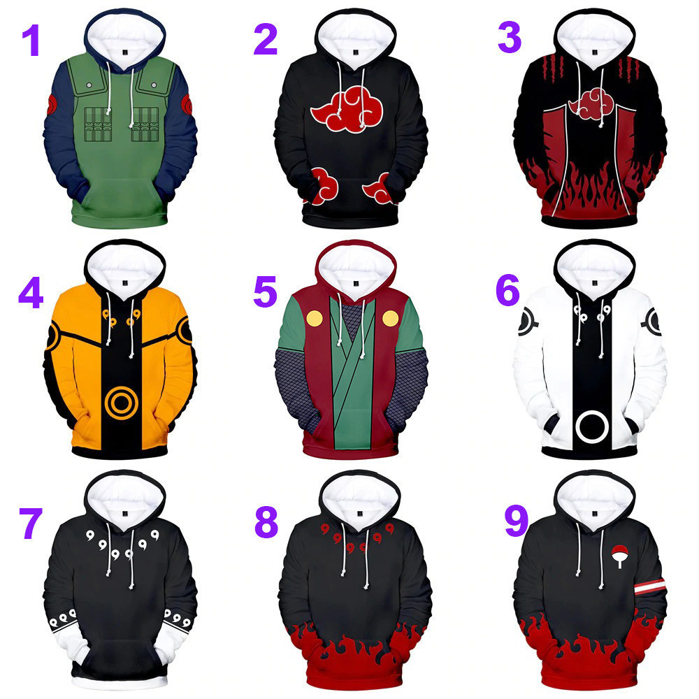 Naruto Shippuden Anime 3D All Over Pullover Hoodie Zip Hoodie For Men Women Size S-5XL