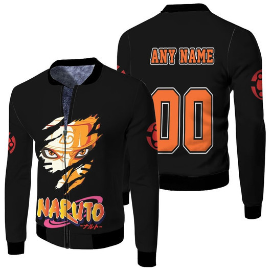 Naruto Uzumaki In Senjutsu Mode Black Fleece Bomber Jacket