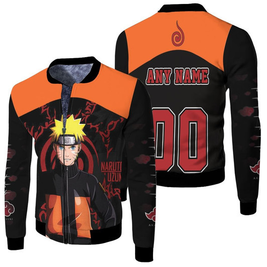 Naruto Uzumaki Young Generation Black Orange Fleece Bomber Jacket