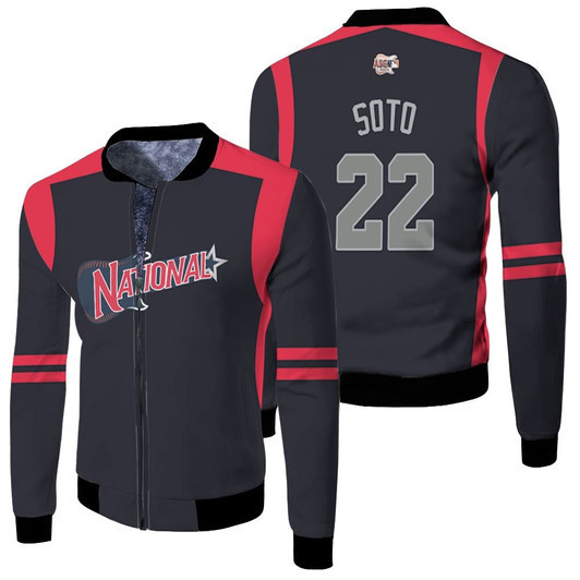 National League Juan Soto 22 Mlb 2019 Allstar Game Workout Navyred Jersey Style Gift For National Fans Fleece Bomber Jacket