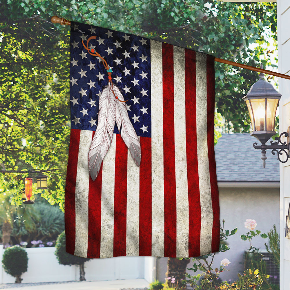 Native American Flag Feathers Flag Indian Pride Flag Decorative Outdoor