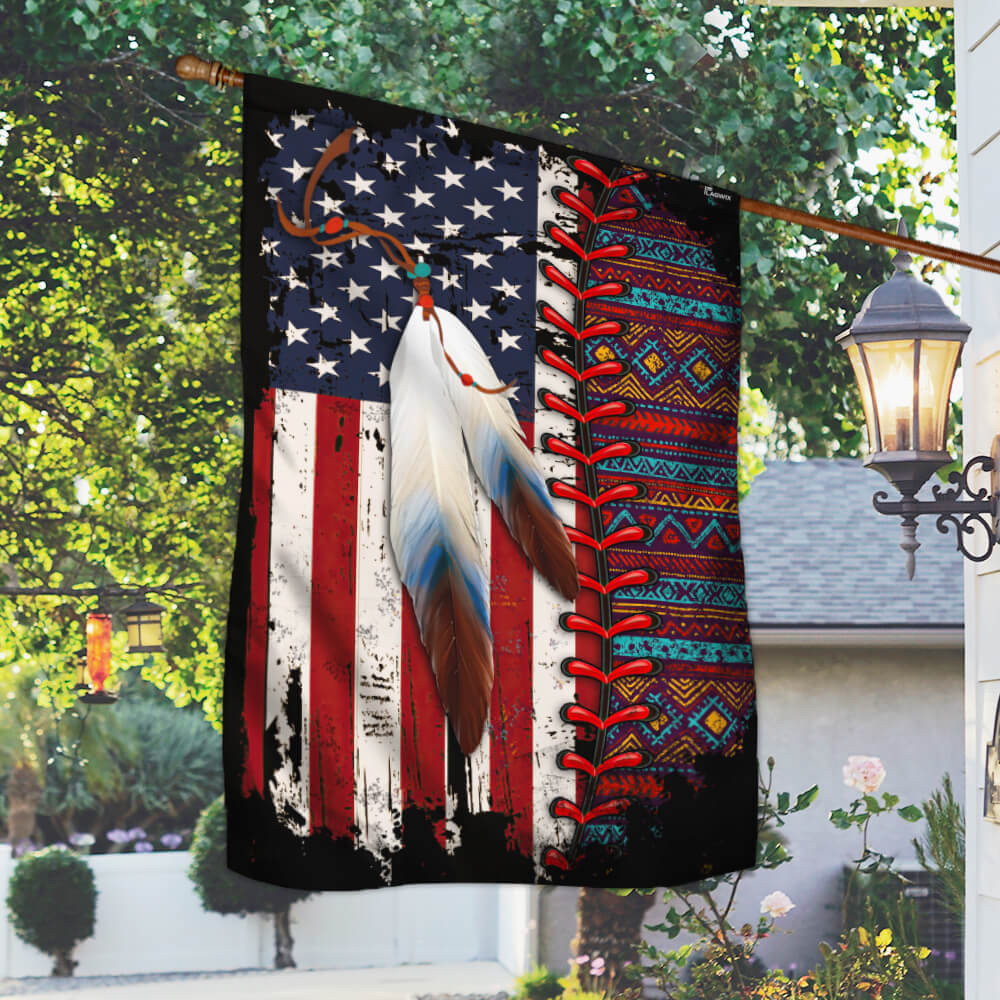 Native American Flag Feathers Flag Indian Pride Flag Decorative Outdoor