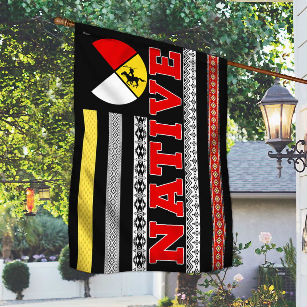 Native American Flag Original Medicine Wheel Flag Indian Pride Flag Decorative Outdoor