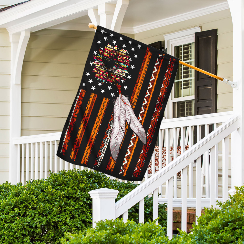 Native American Flag Sunflower and Feathers Flag Indian Pride Flag Decorative Outdoor