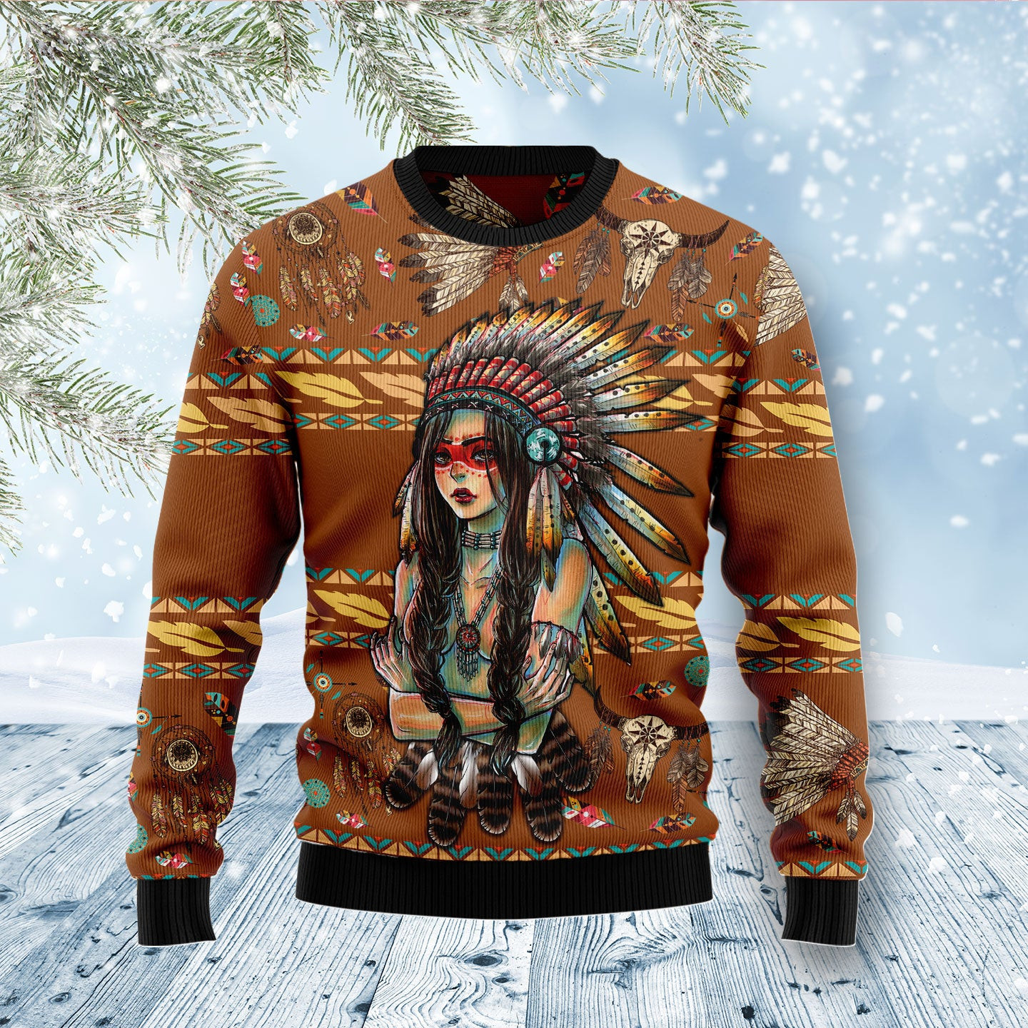 Native American Girl Ugly Christmas Sweater