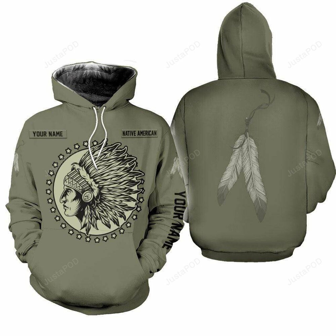 Native American Green 3d All Print Hoodie