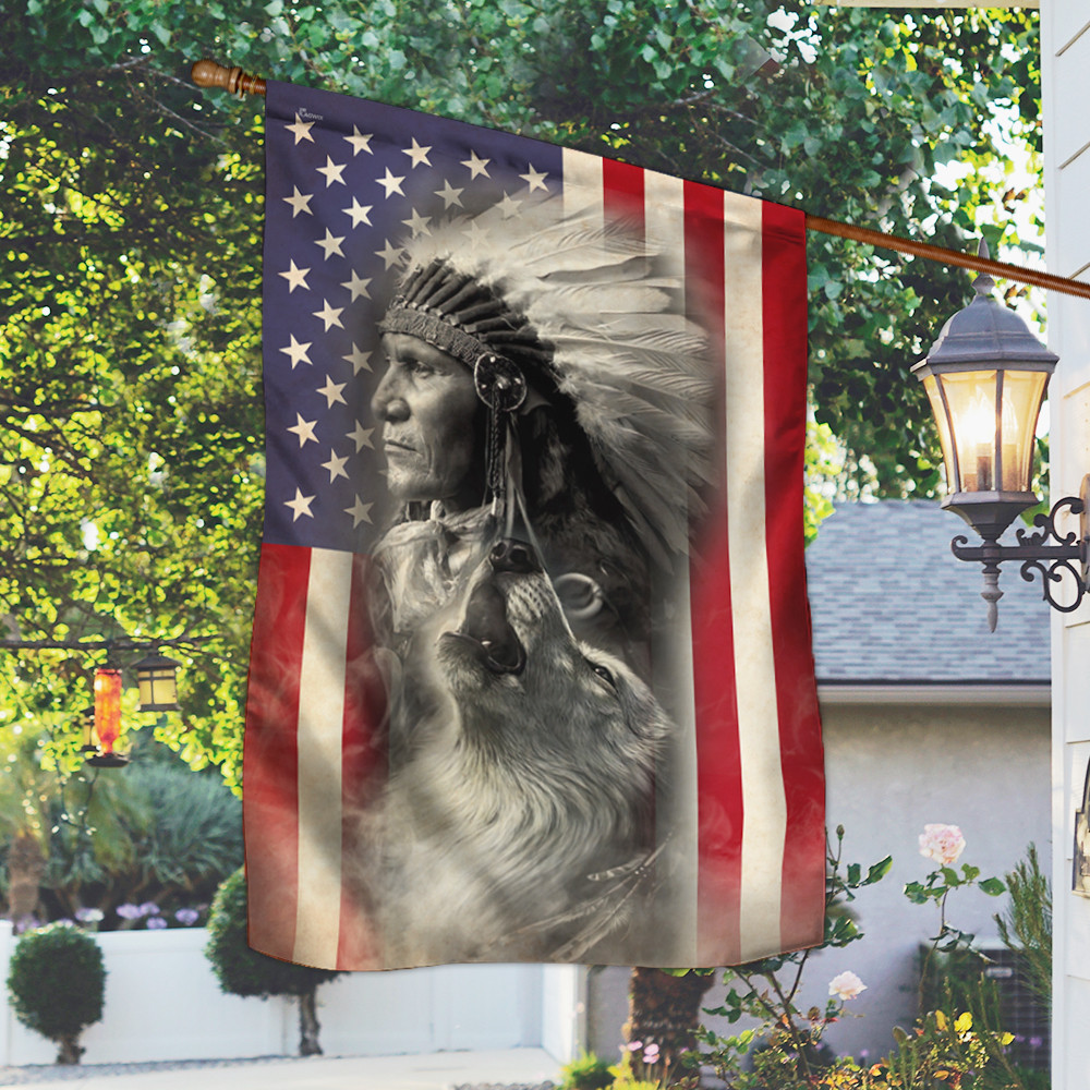 Native American Wolf Flag Indian Pride Flag Decorative Outdoor