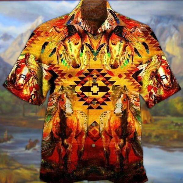 Native Horse Love Peace Life Sunset Limited Edition - Hawaiian Shirt - Hawaiian Shirt For Men