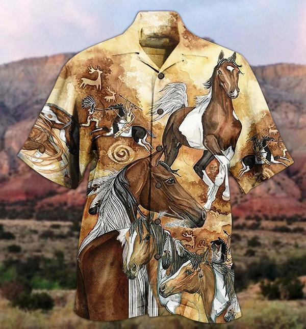 Native Horses Run Away Limited Edition - Hawaiian Shirt Hawaiian Shirt For Men, Hawaiian Shirt For Women, Aloha Shirt