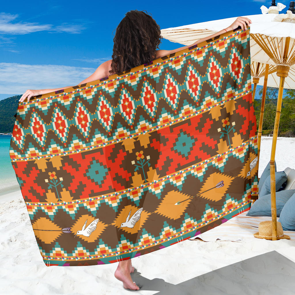 Native Pattern Print Sarong Cover Up Native Pareo Wrap Skirt Dress