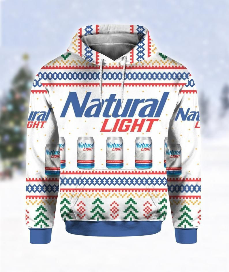 Natural Light Can Beer Print Ugly Hoodie 3D All Over Print